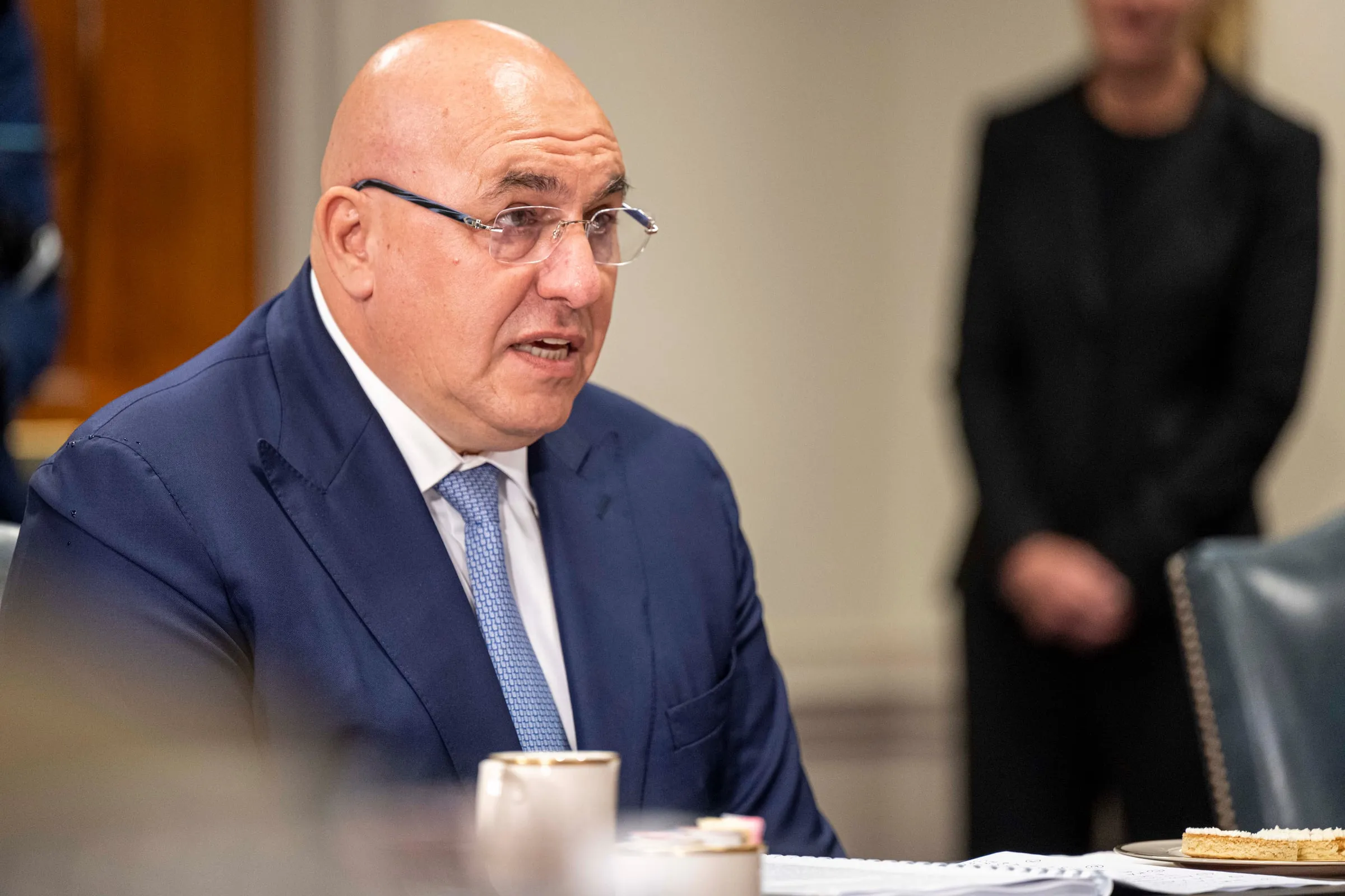 Il ministro della Difesa Guido Crosetto con il segretario alla Difesa americano Lloyd Austin al Pentagono, giugno 2023