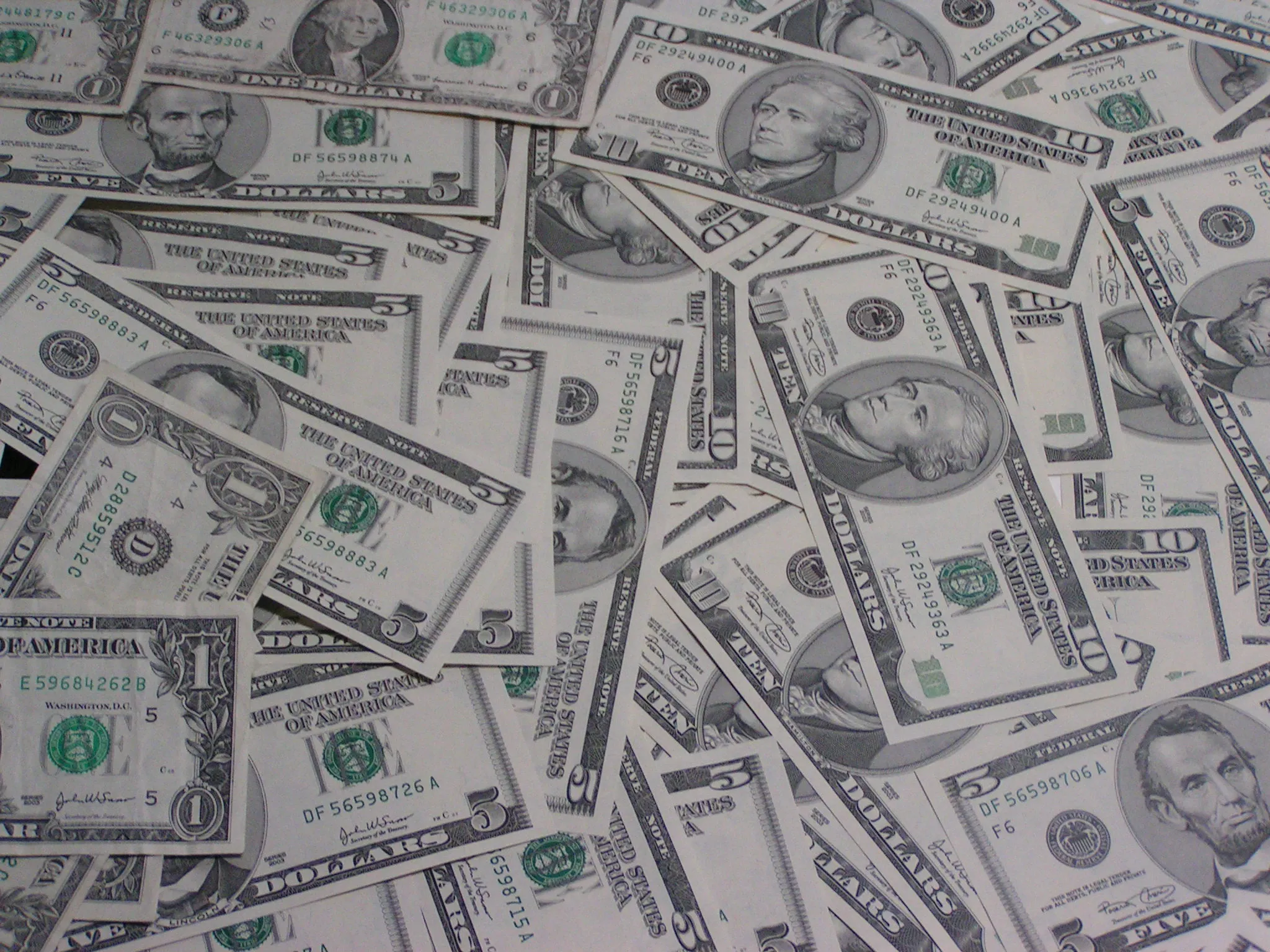 Banconote statunitensi da 1, 5 e 10 dollari