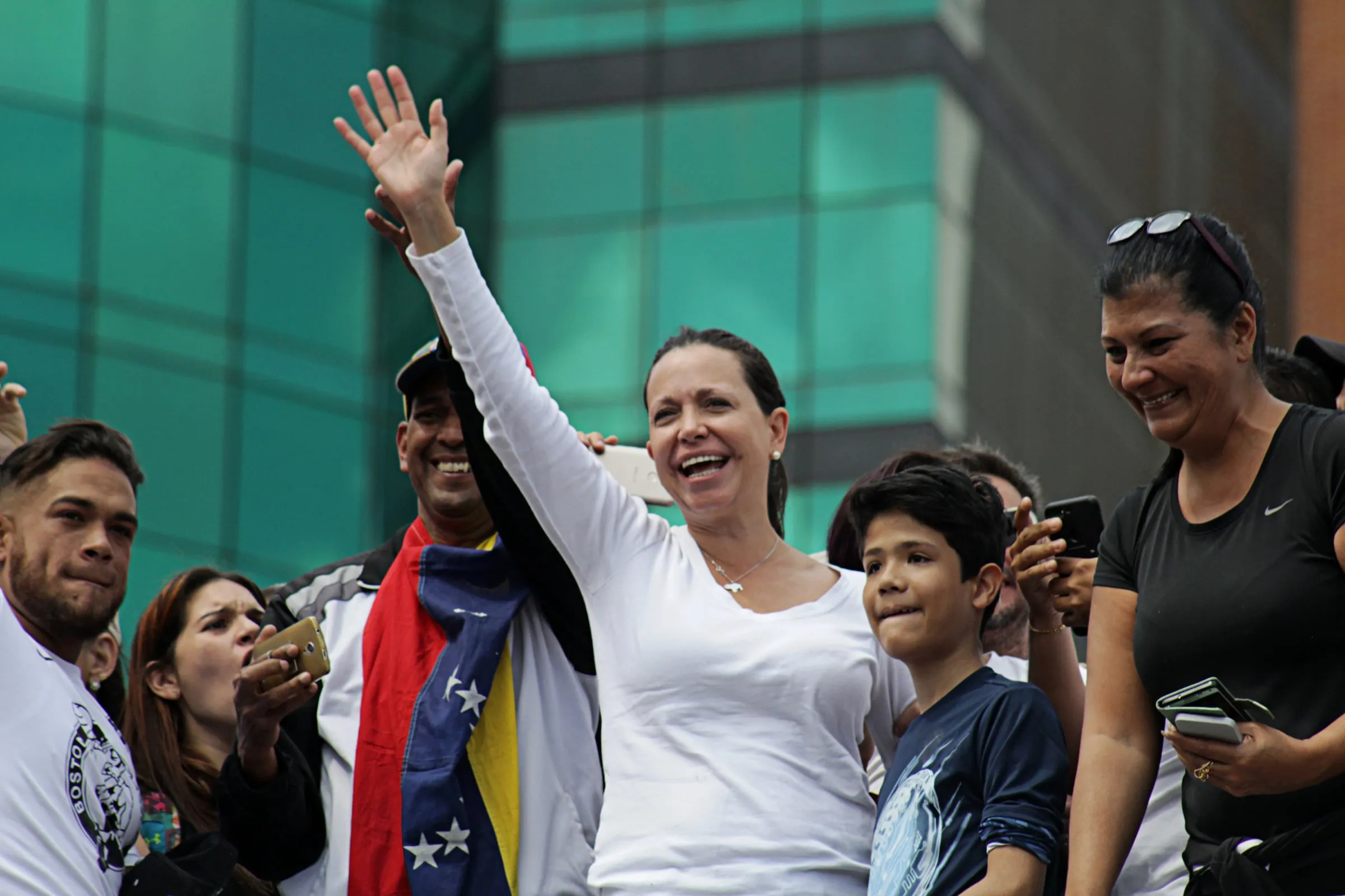 María Corina Machado alla marcia di Caracas del 2 febbraio 2019